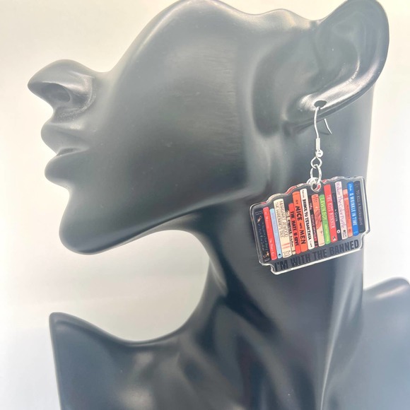 Banned Book Earrings - Librarian Earrings - Teacher Earrings - Book Worm Earring - Picture 8 of 9